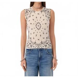 NEW KUJTEN ribbi cashmere bandana tank in blanc